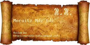 Mersitz Máté névjegykártya